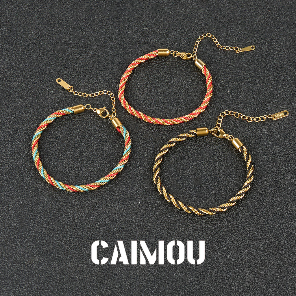 Stainless Steel Slim Twisted Rope Bracelet