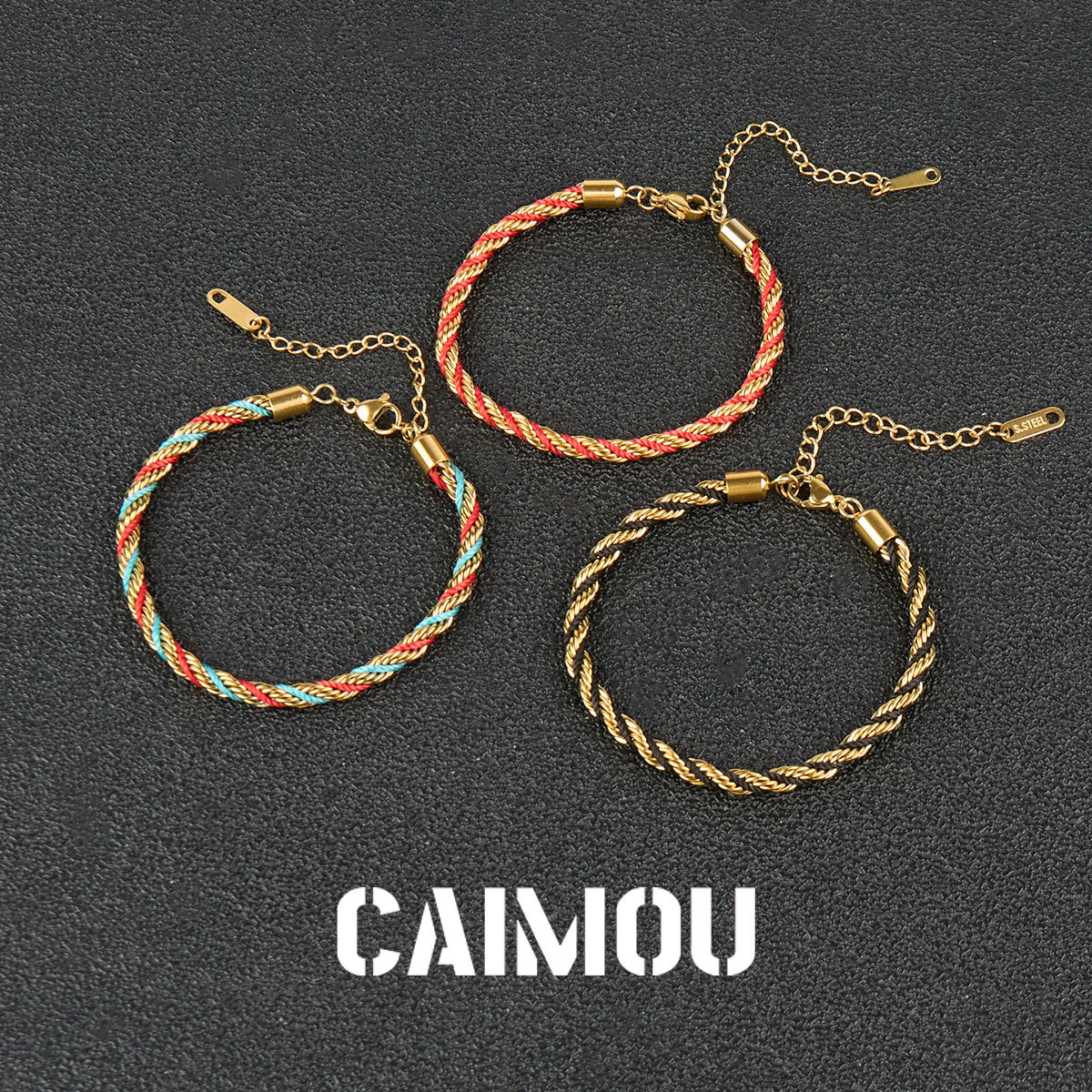 Stainless Steel Slim Twisted Rope Bracelet