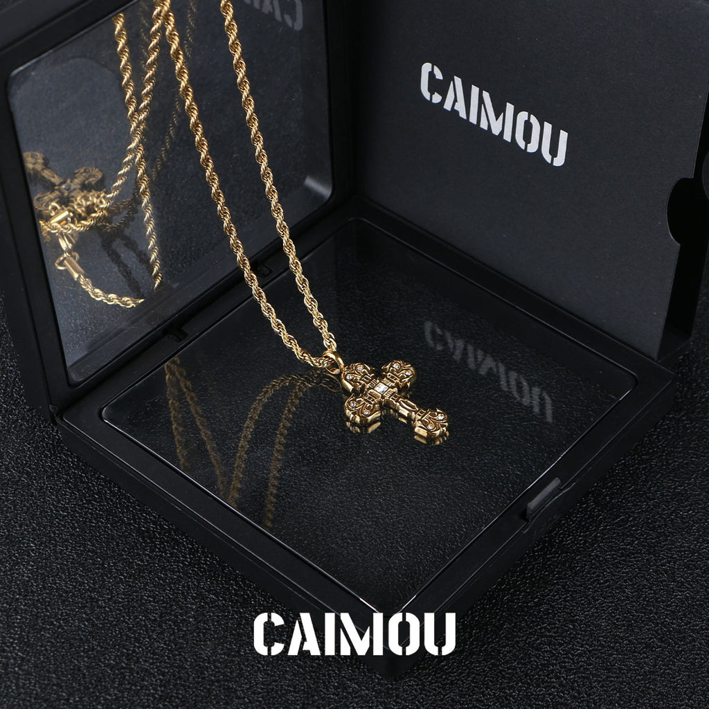 Textured Cross Necklace