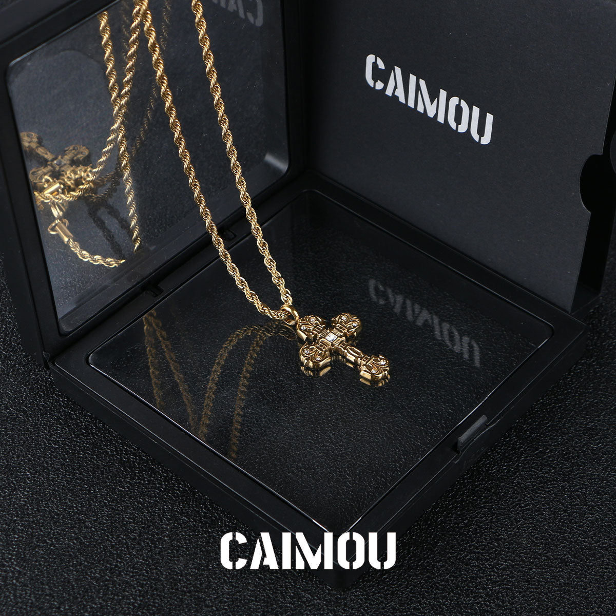 Textured Cross Necklace