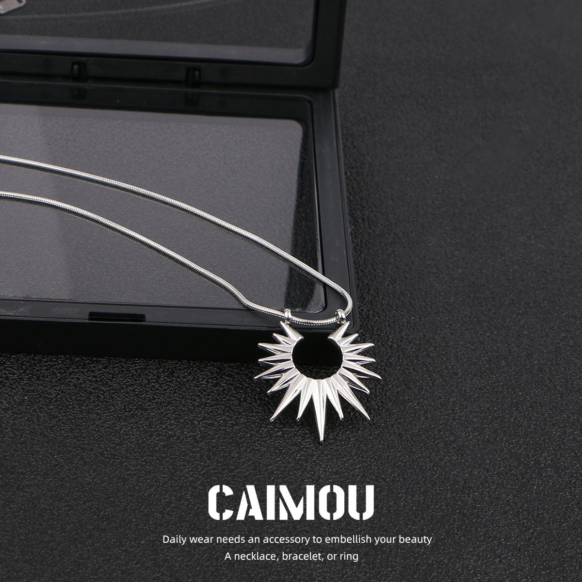 Spike Sun Pendant Snake Chain Necklace