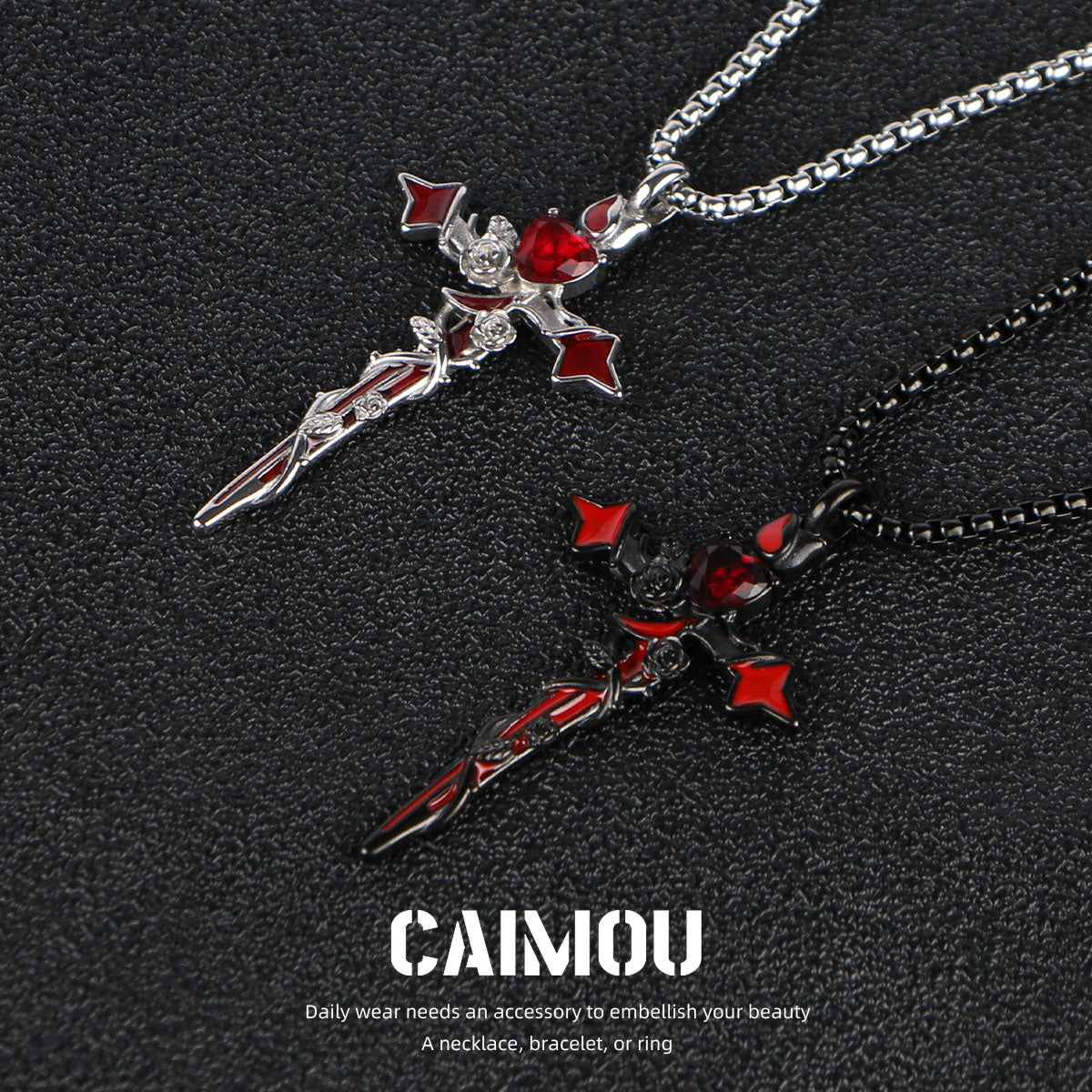 🌹✝️Cross Red Rose Necklace