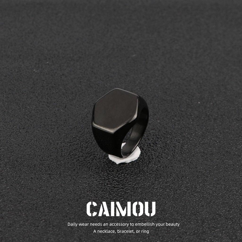 Black Titanium Steel Signet Rings (Multi Styles)