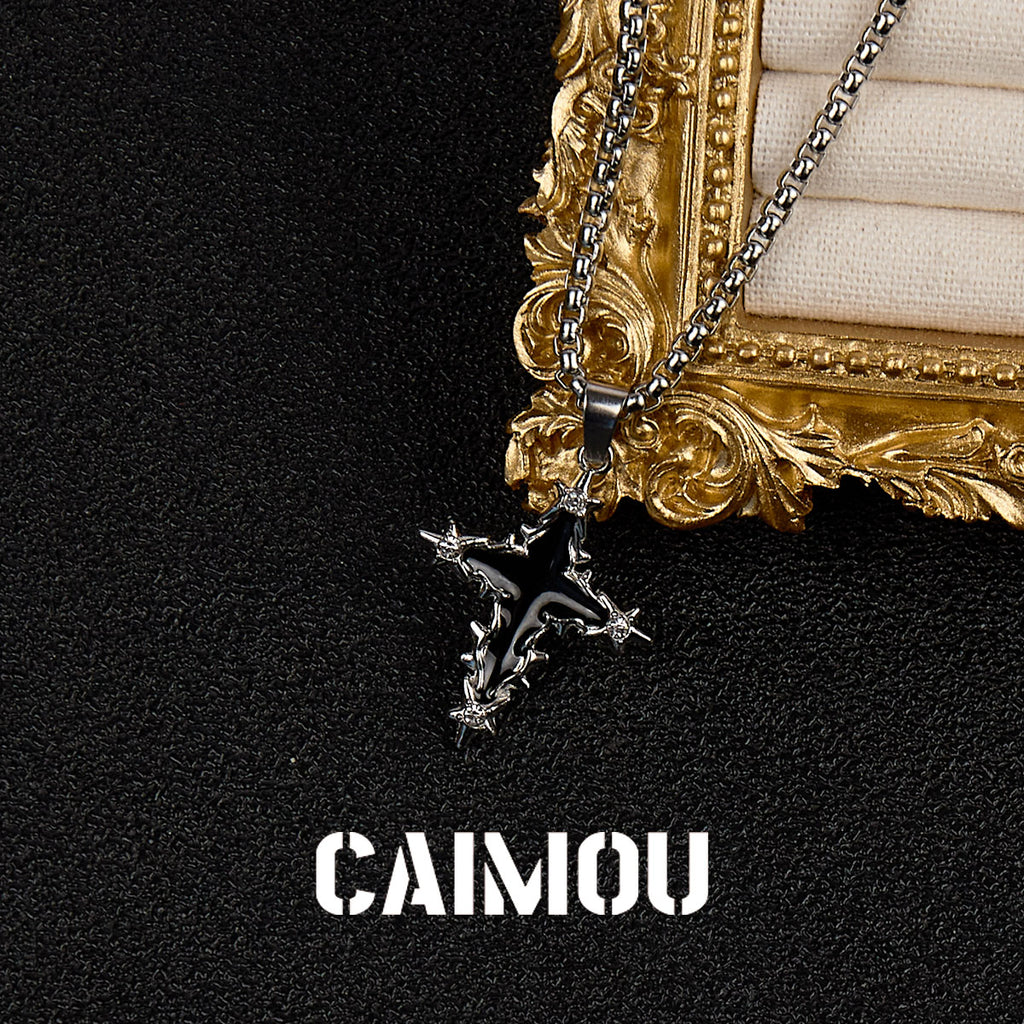 Black Icon Cross Necklace