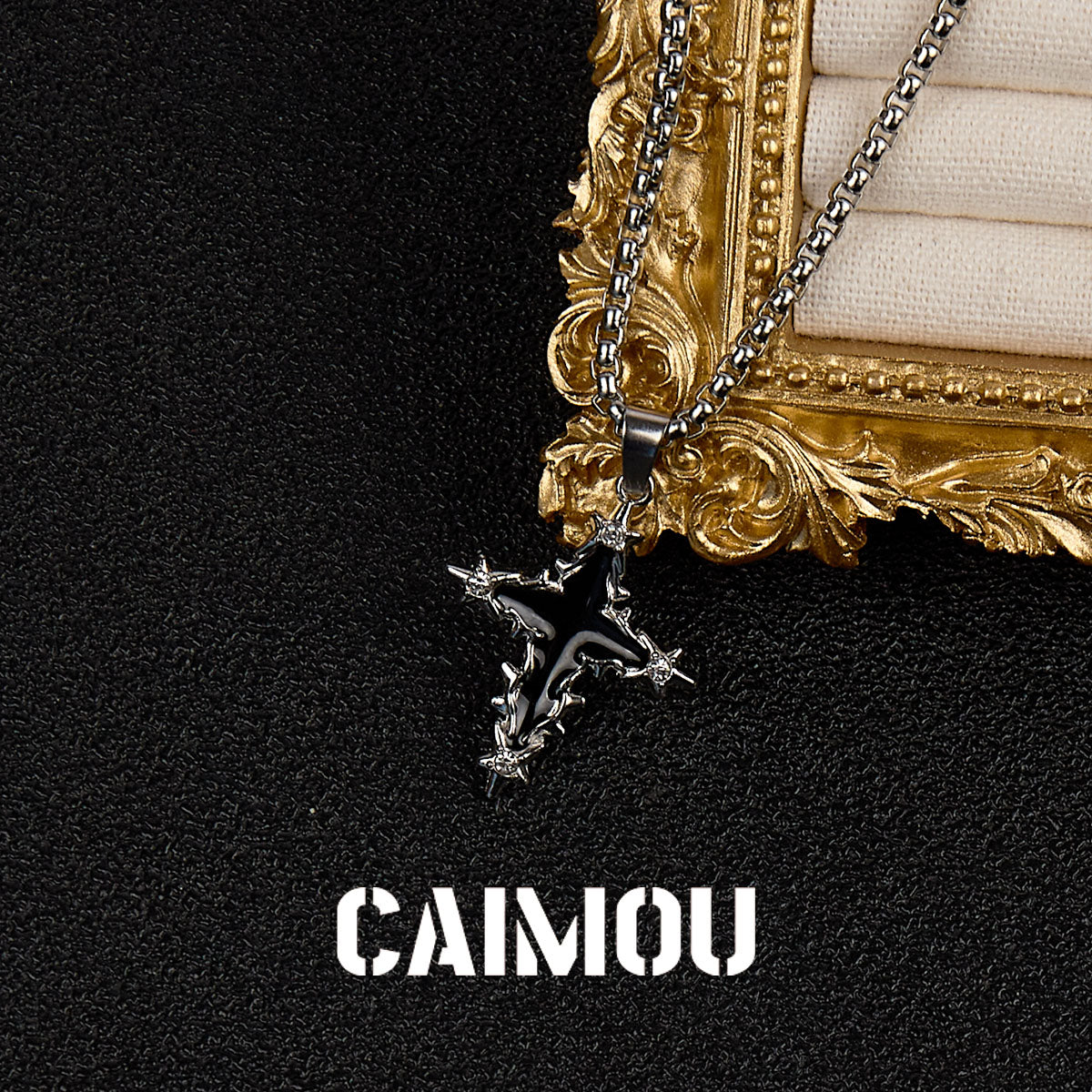 Black Icon Cross Necklace
