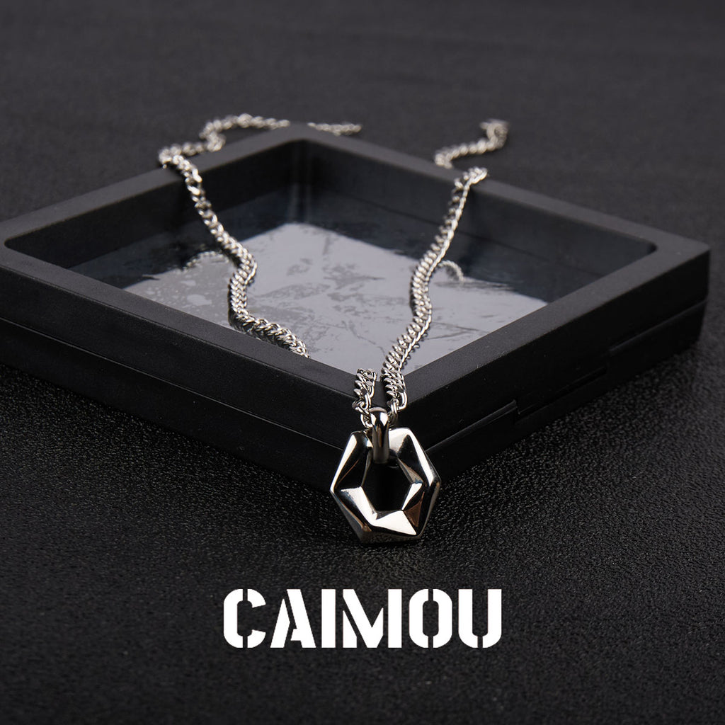Geometric Hexagon Ring Pendant Necklace