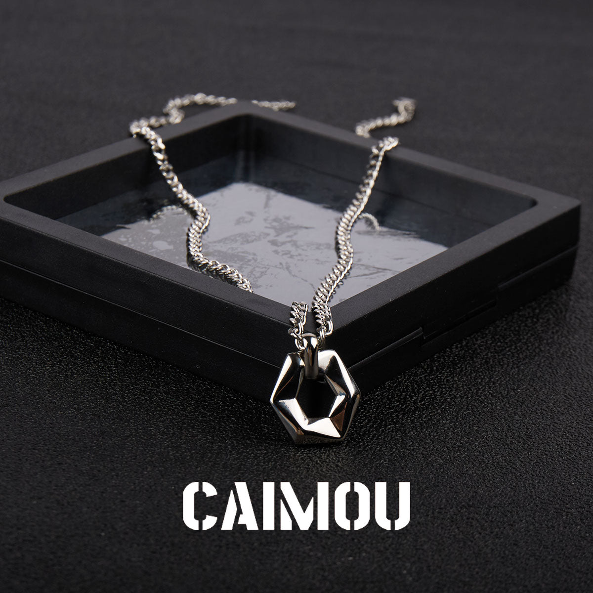 Geometric Hexagon Ring Pendant Necklace