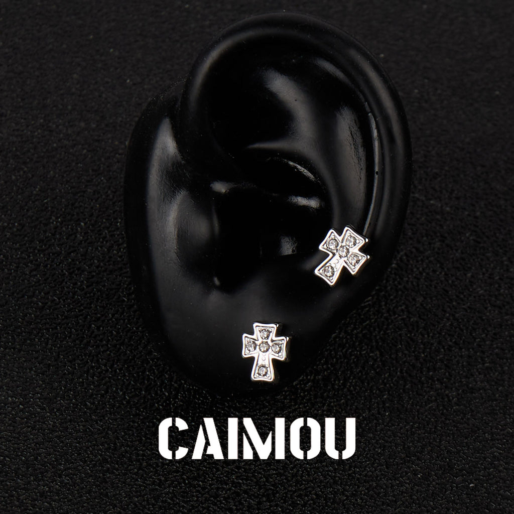 Cubic Zirconia Cross Stud Earrings