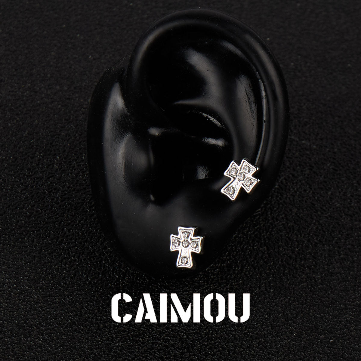 Cubic Zirconia Cross Stud Earrings