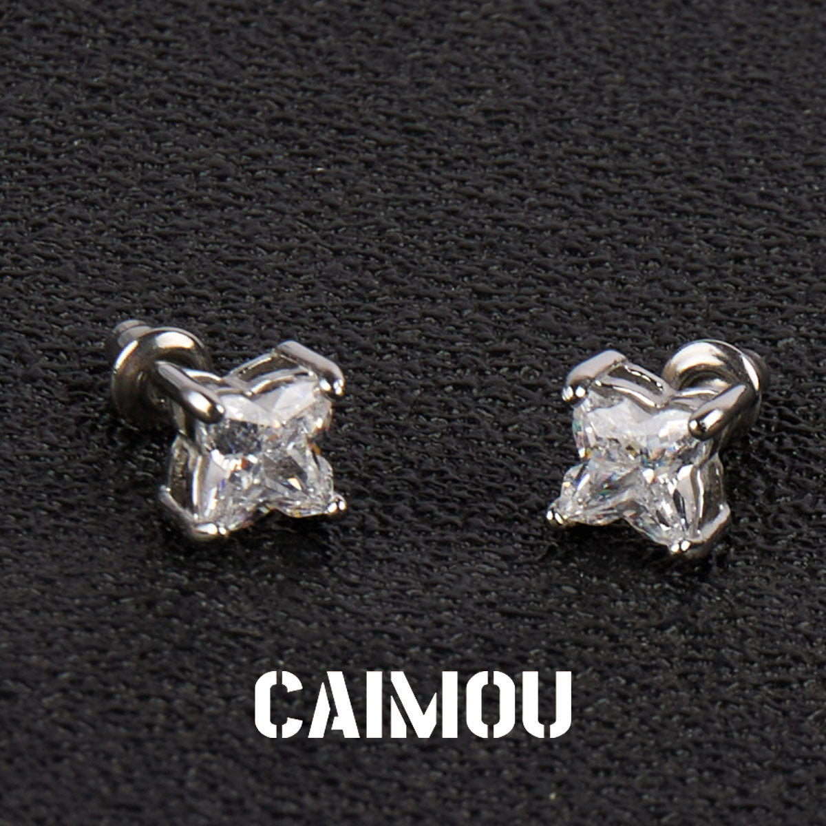 Four-Pointed Star Snowflake Zircon Stud Earrings