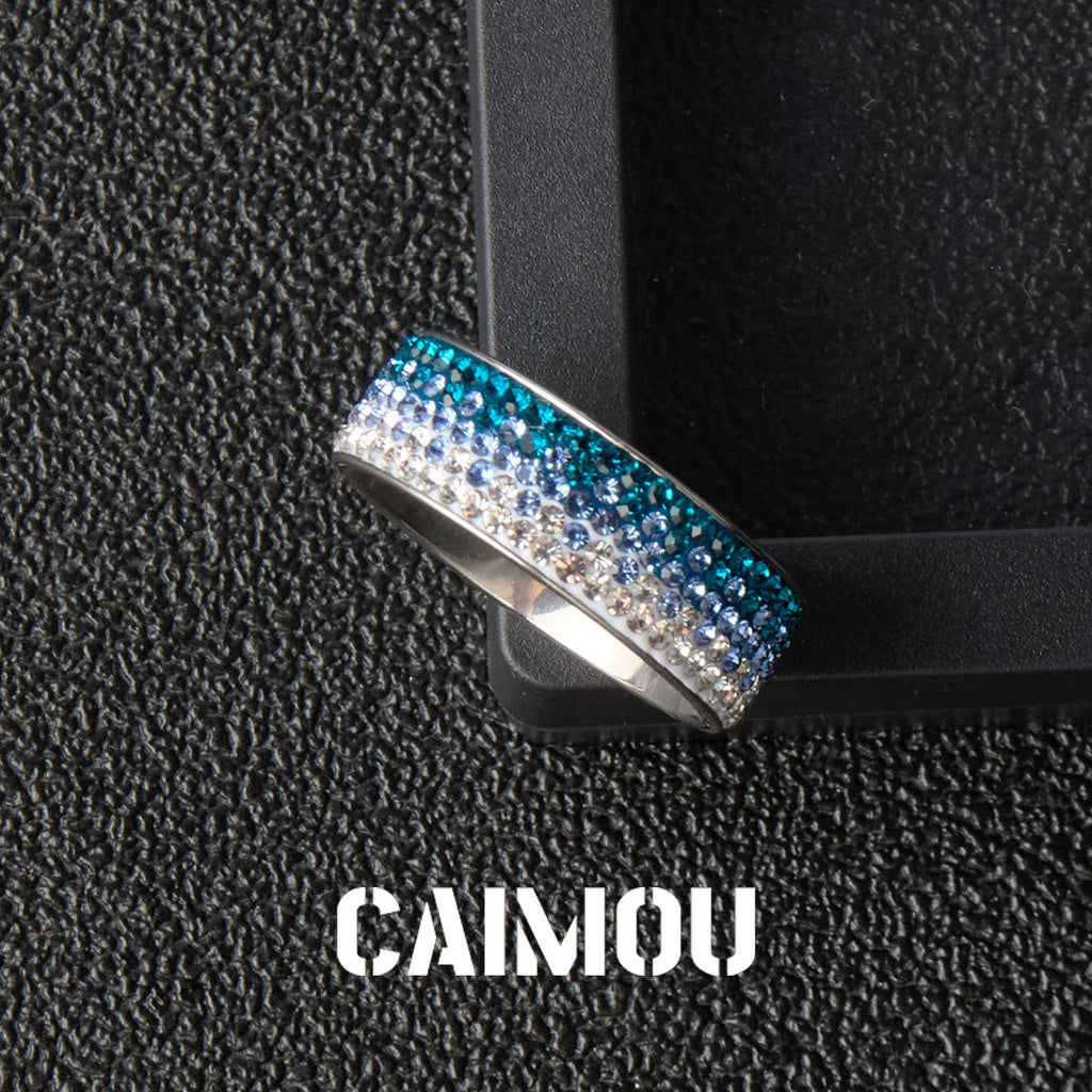 Gradient Crystal Wide Band Ring