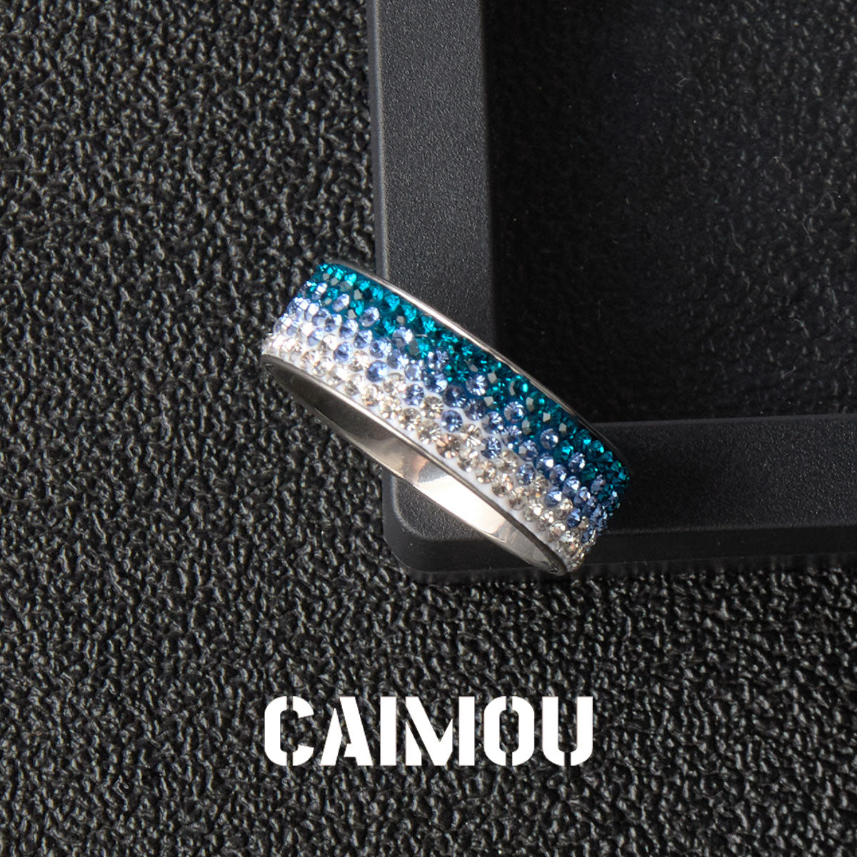 Gradient Crystal Wide Band Ring