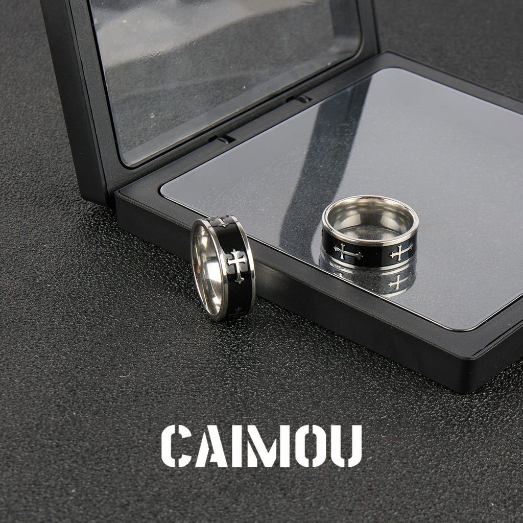Black Cross Stainless Steel Band Ring