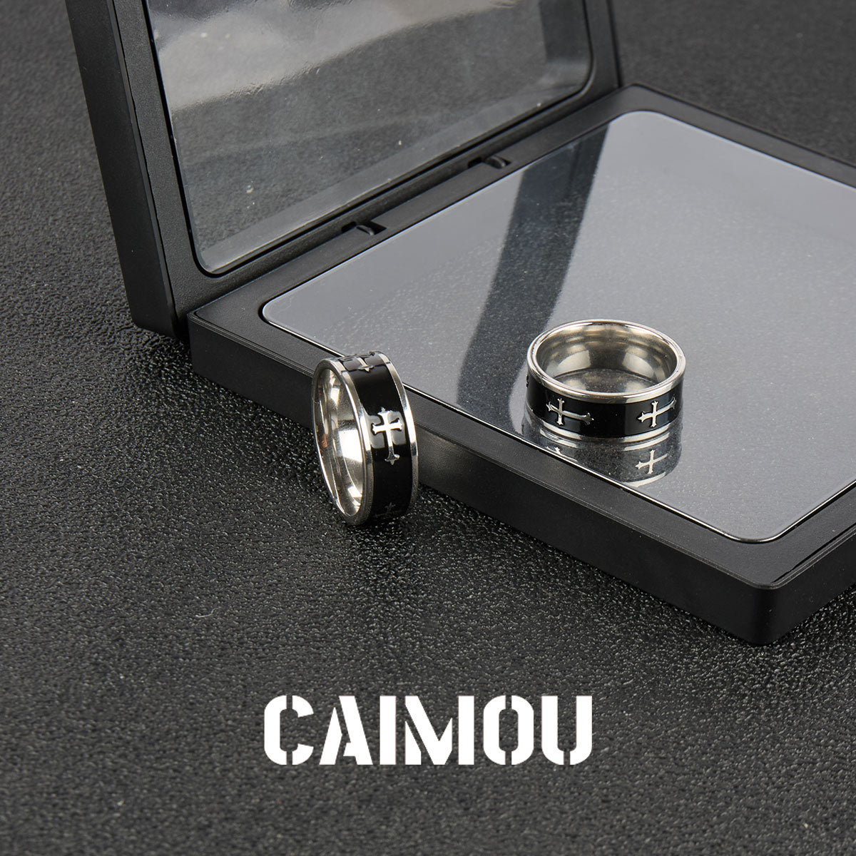 Black Cross Stainless Steel Band Ring
