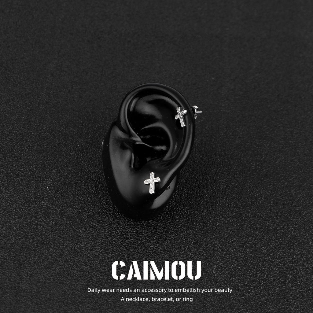 Cross Zircon Stud Earrings