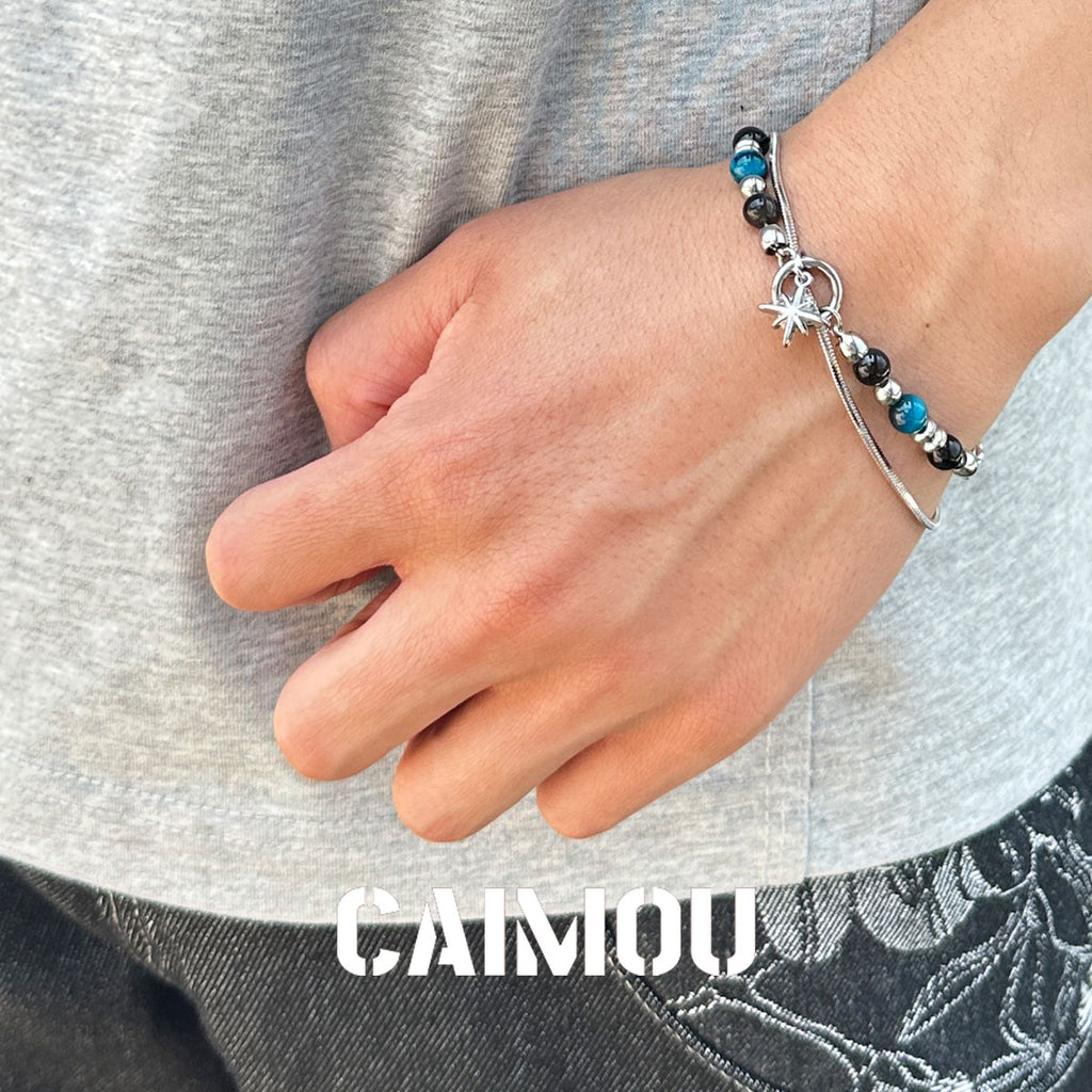 Octagram Blue Stone Beaded Bracelet