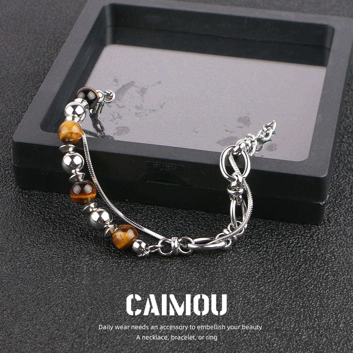 Yellow Tiger Eye Bead Double Layer Bracelet