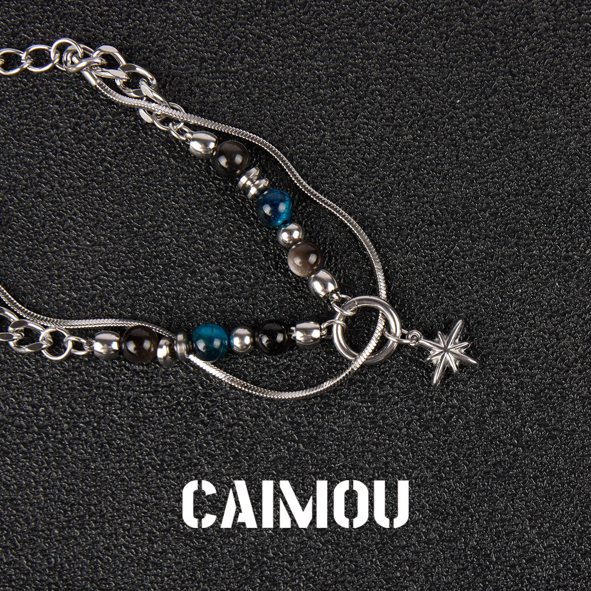 Octagram Blue Stone Beaded Bracelet