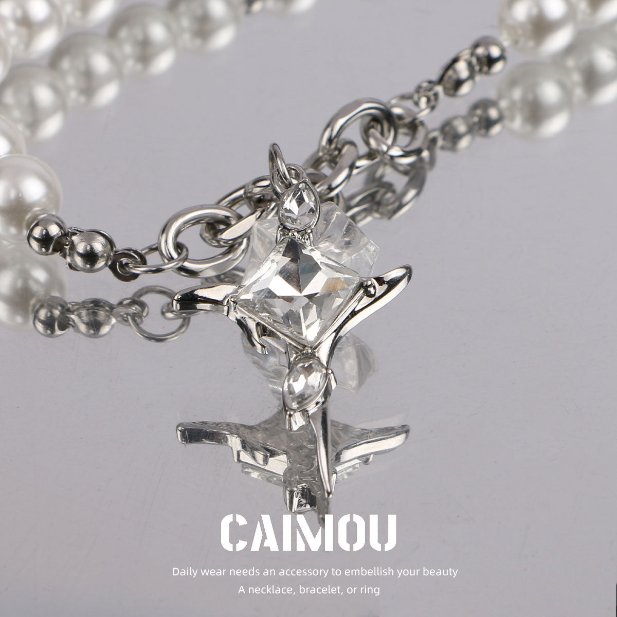 Star Zircon Pearl Spliced Necklace