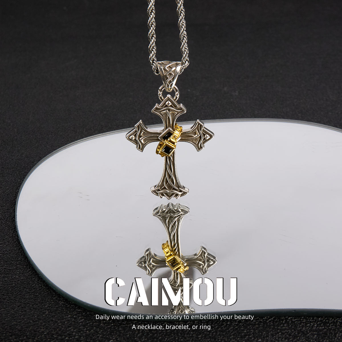 ✝️✨Gold single-ring cross necklace