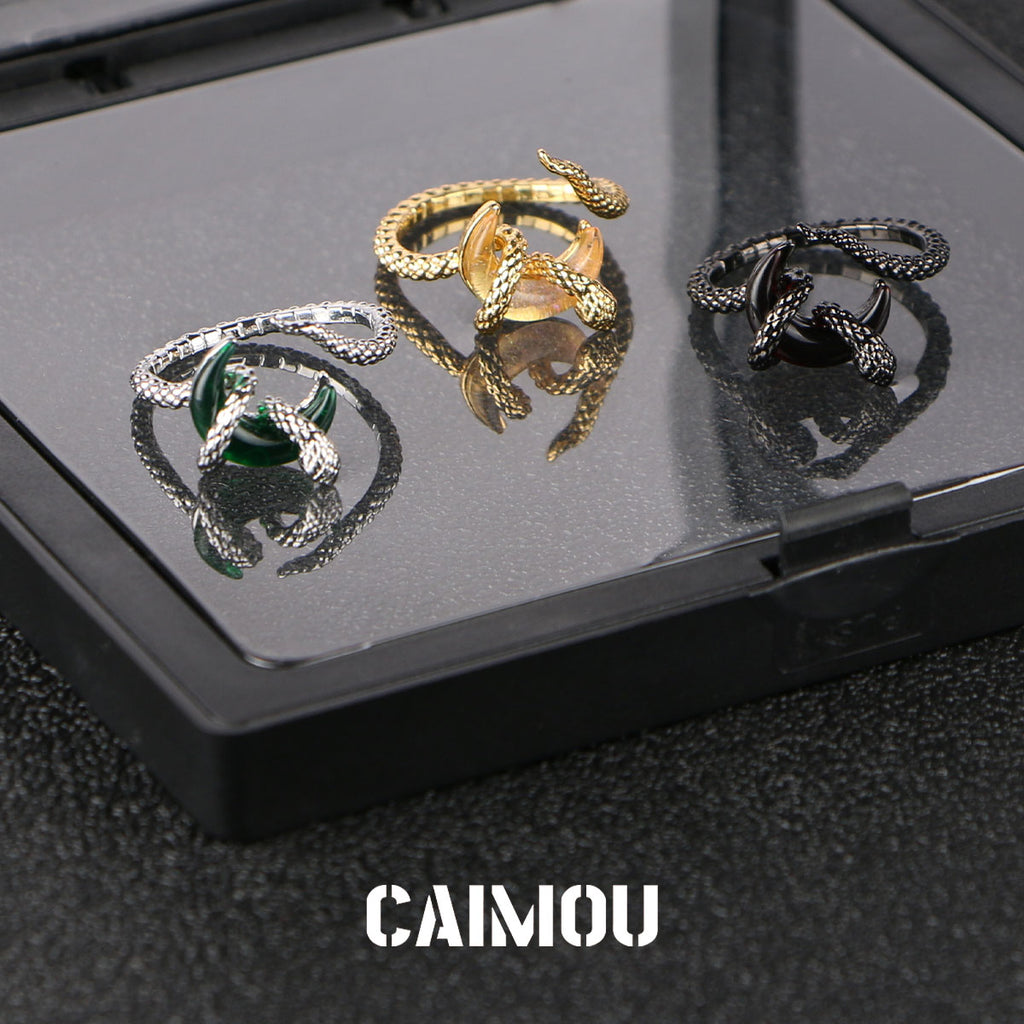 Snake Winding Moon Open Ring