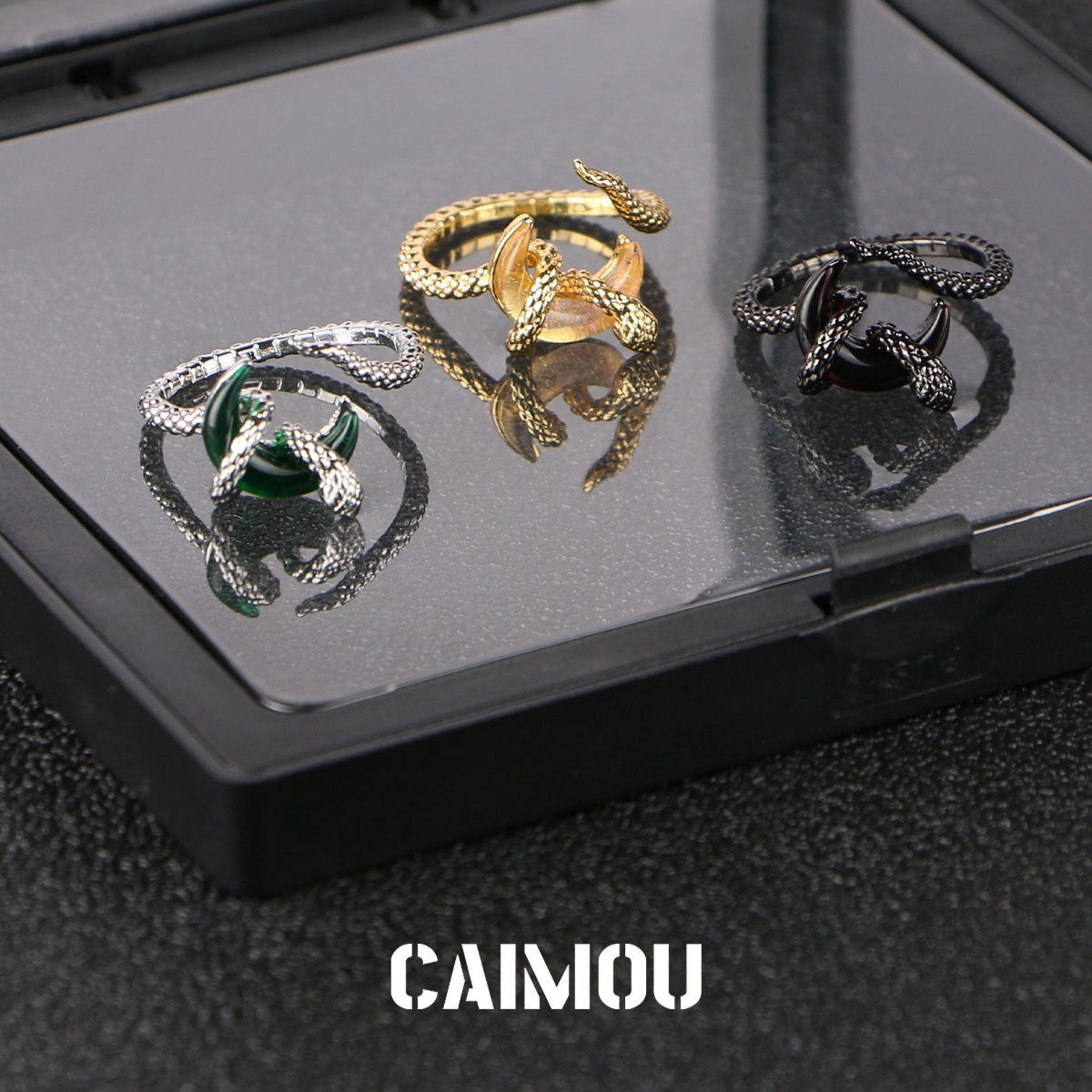 Snake Winding Moon Open Ring