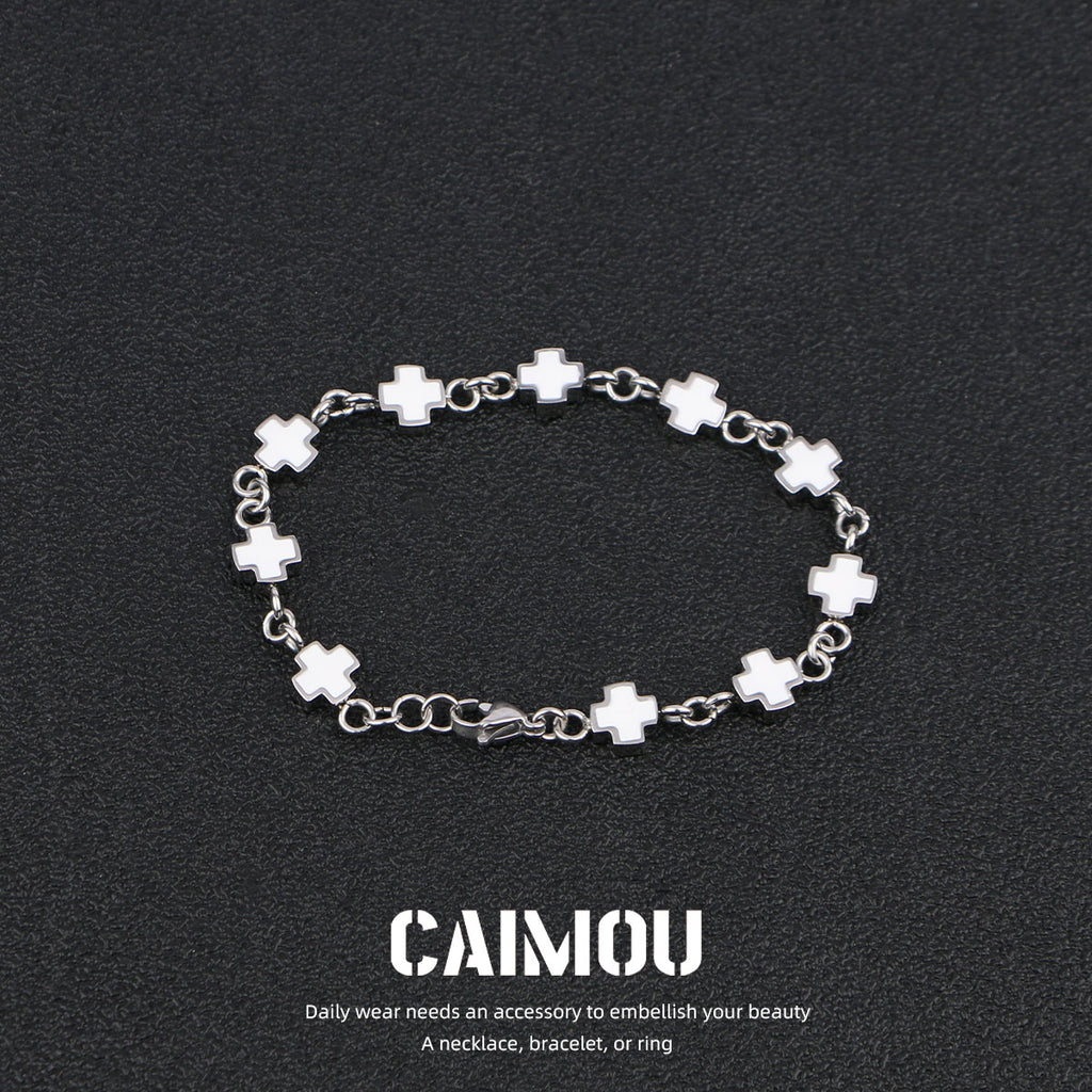 Black and white cross bracelet