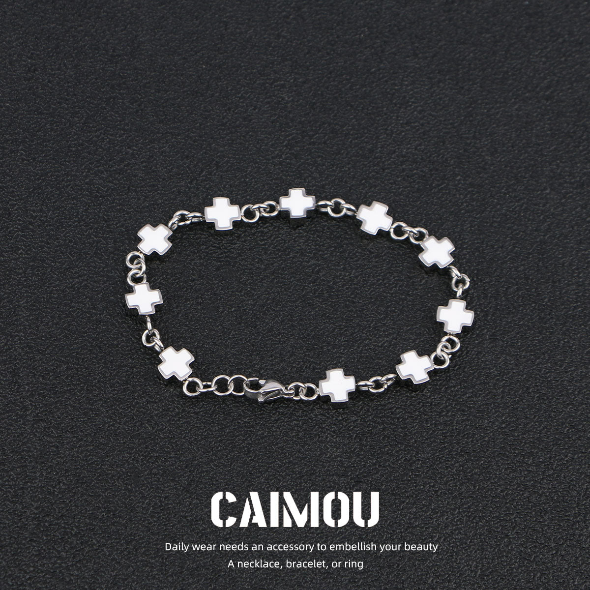Black and white cross bracelet