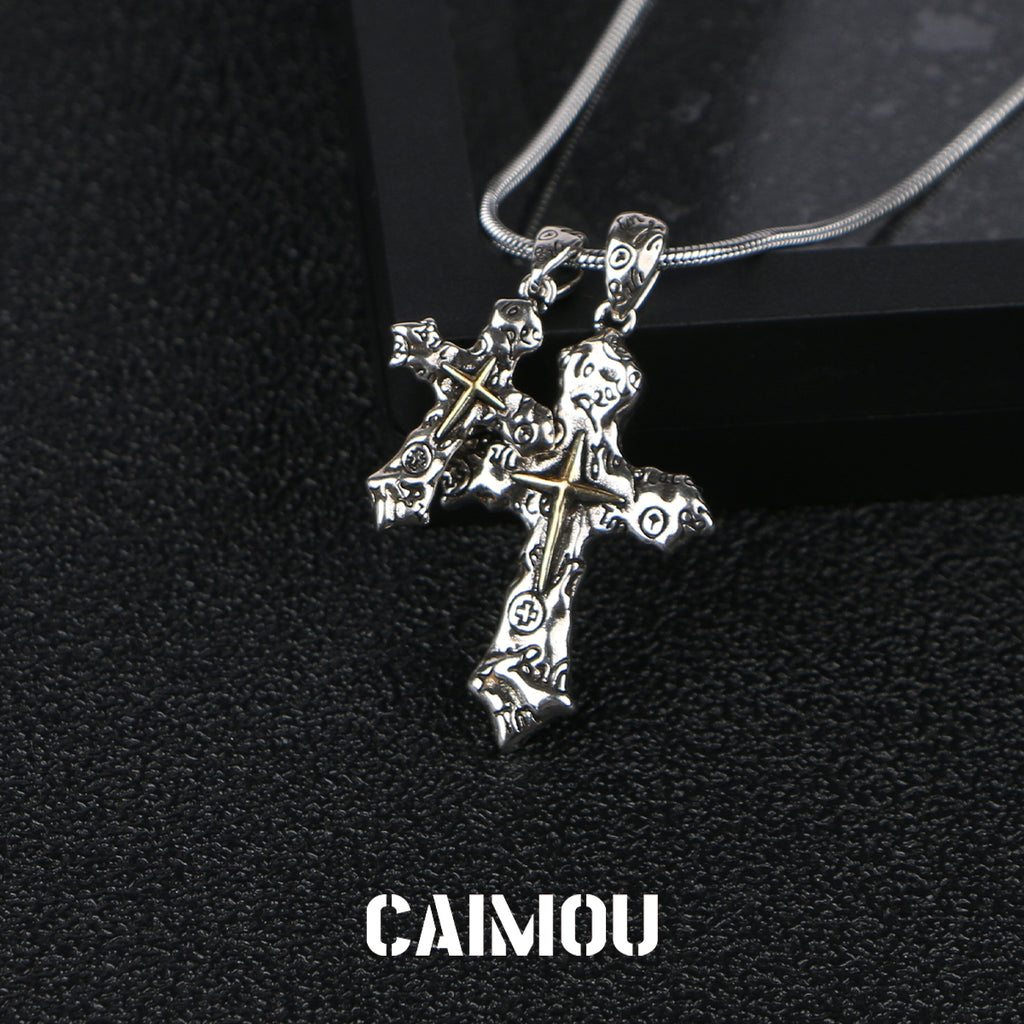 ✝️🔤Letter Double Cross Necklace