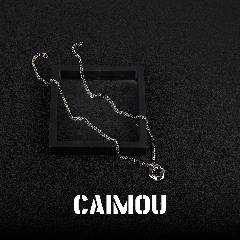 Geometric Hexagon Ring Pendant Necklace