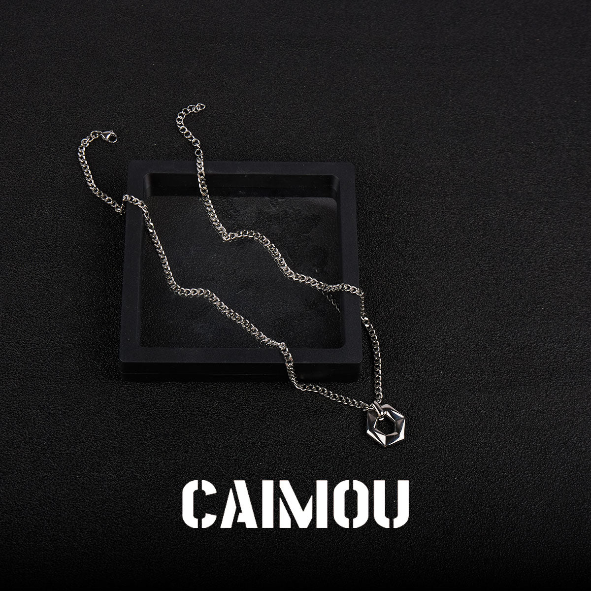 Geometric Hexagon Ring Pendant Necklace