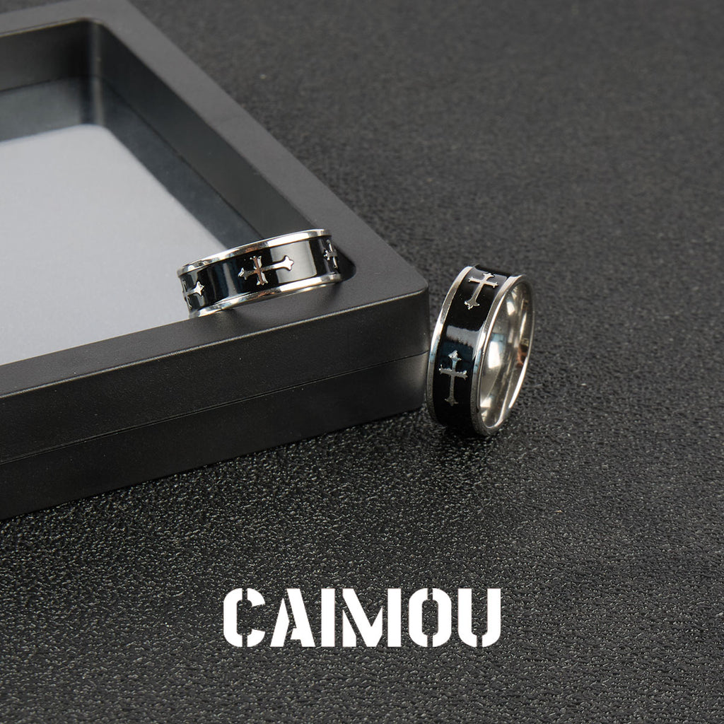 Black Cross Stainless Steel Band Ring