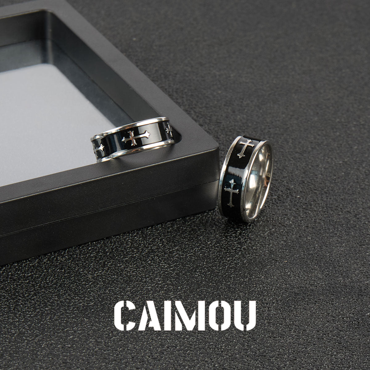 Black Cross Stainless Steel Band Ring