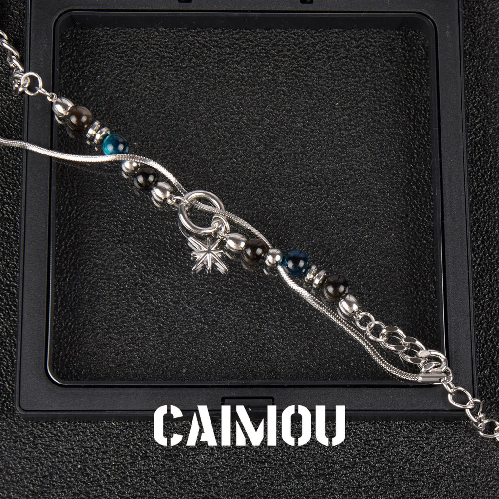 Octagram Blue Stone Beaded Bracelet