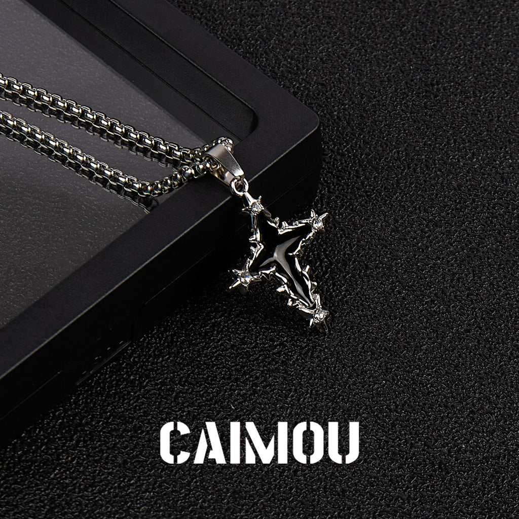 Black Icon Cross Necklace