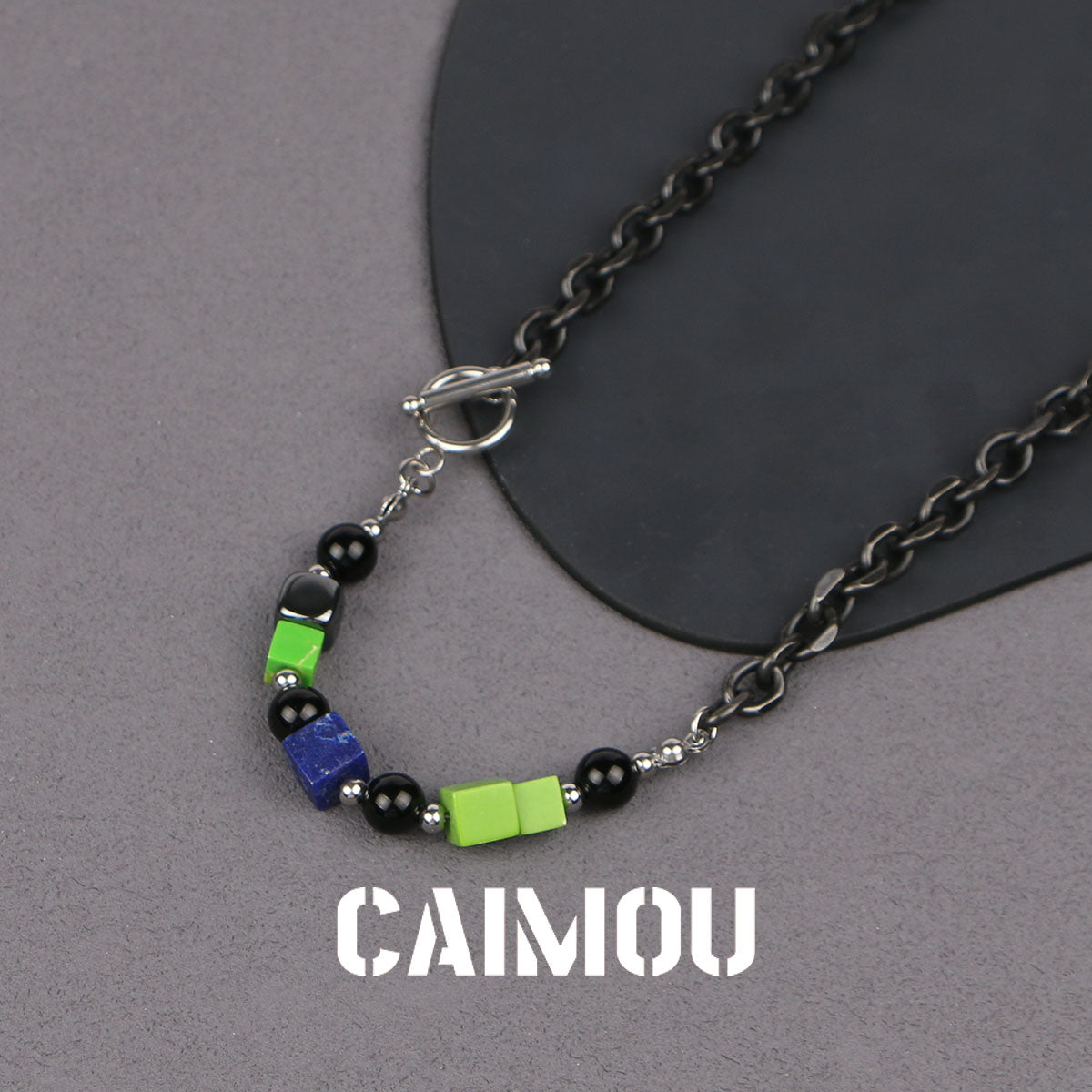 Colorful square black pearl bracelet