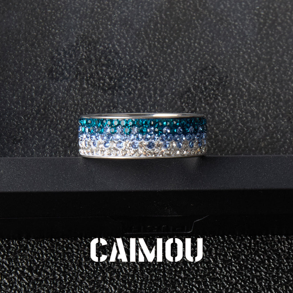 Gradient Crystal Wide Band Ring