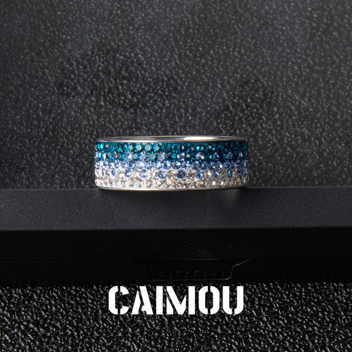 Gradient Crystal Wide Band Ring
