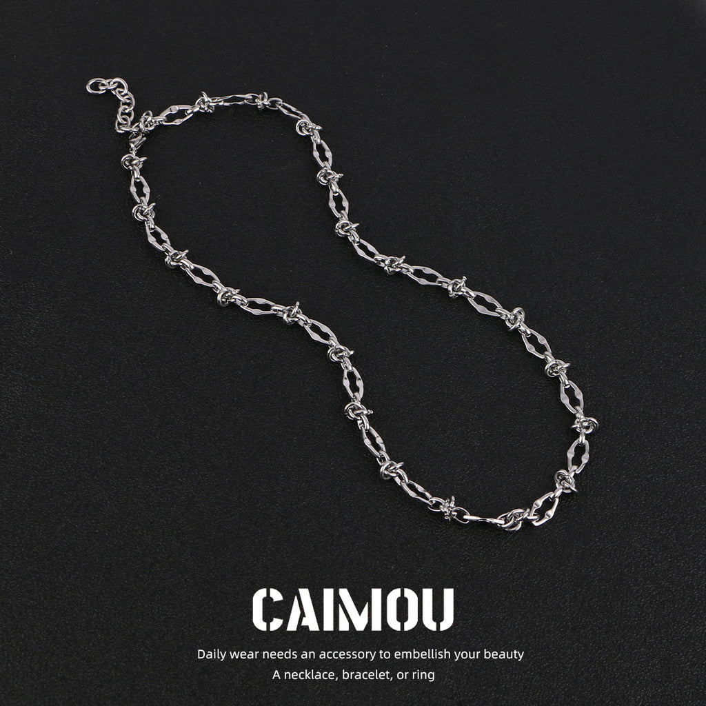 Lip Link Cuban Chain Necklace & Bracelet (Silver)