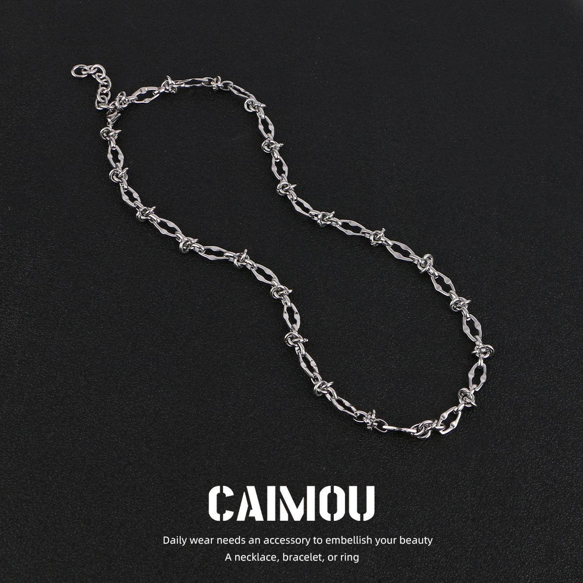 Lip Link Cuban Chain Necklace & Bracelet (Silver)