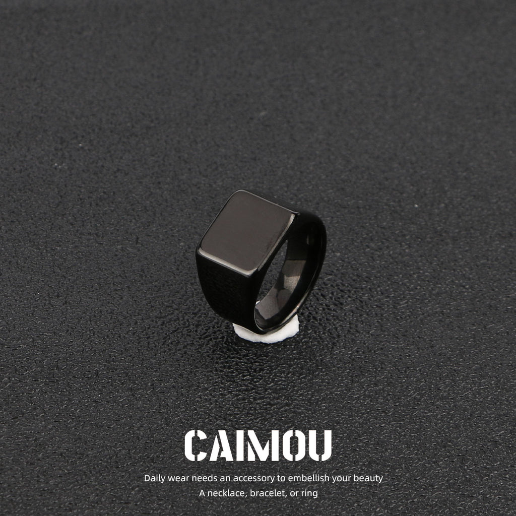 Black Titanium Steel Signet Rings (Multi Styles)