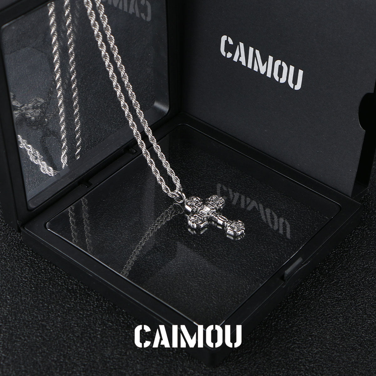 Textured Cross Necklace