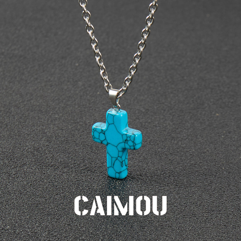 Stone Cross Pendant Necklace