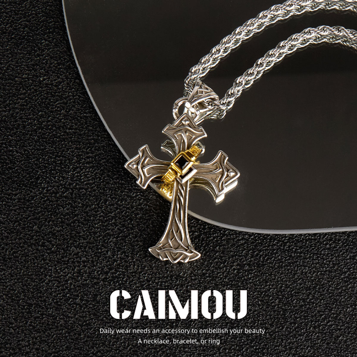✝️✨Gold single-ring cross necklace