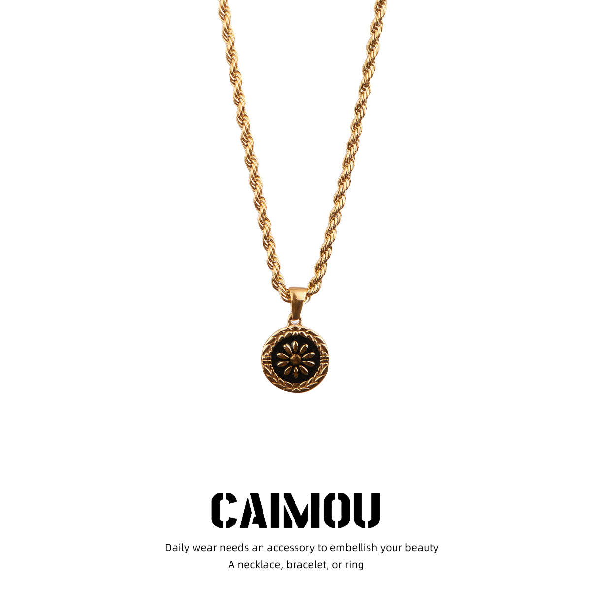 Daisy round pendant necklace