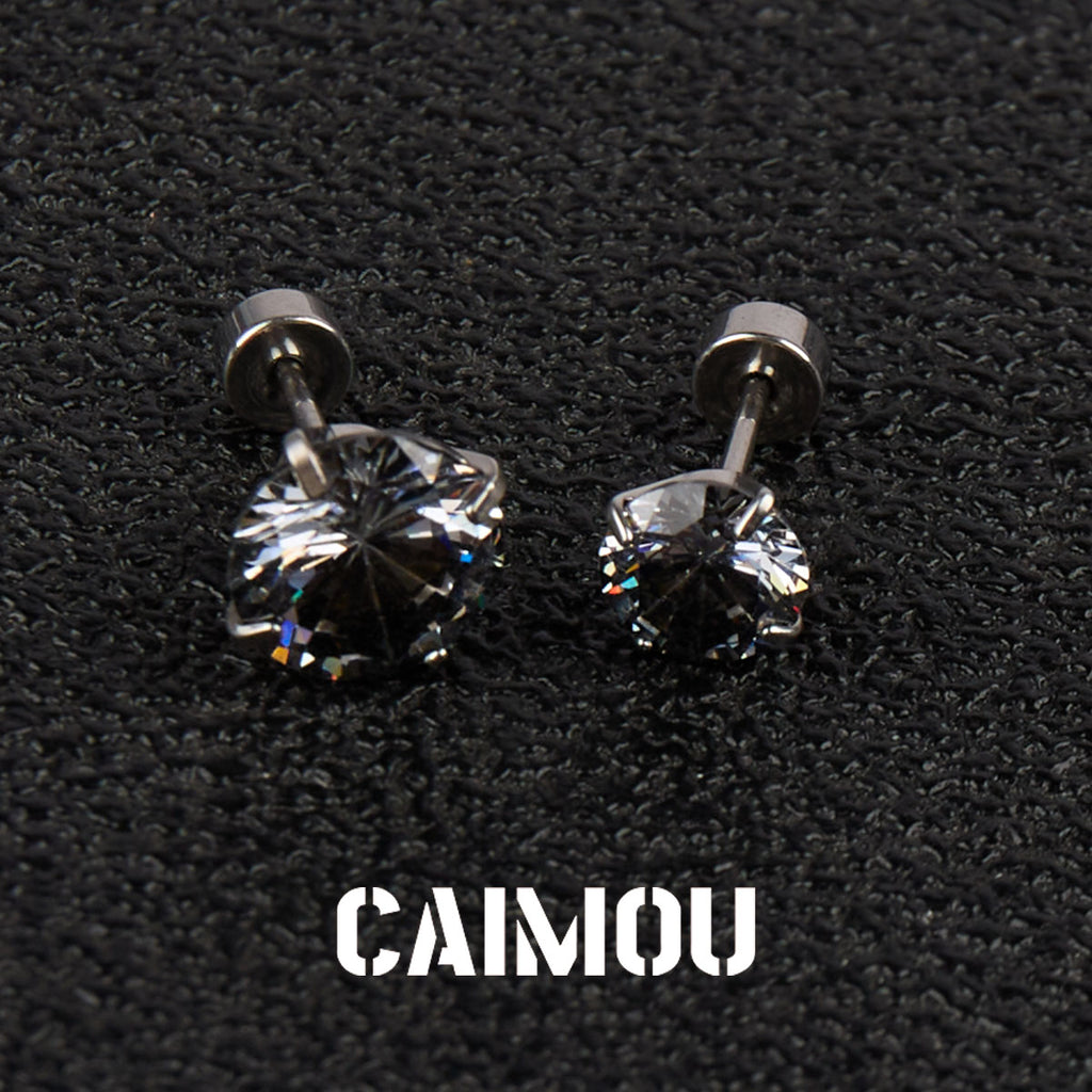 Color Plated Eight Arrows Round Zircon Stud Earrings