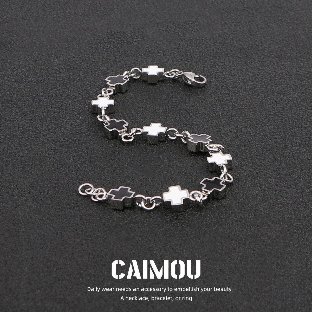 Black and white cross bracelet
