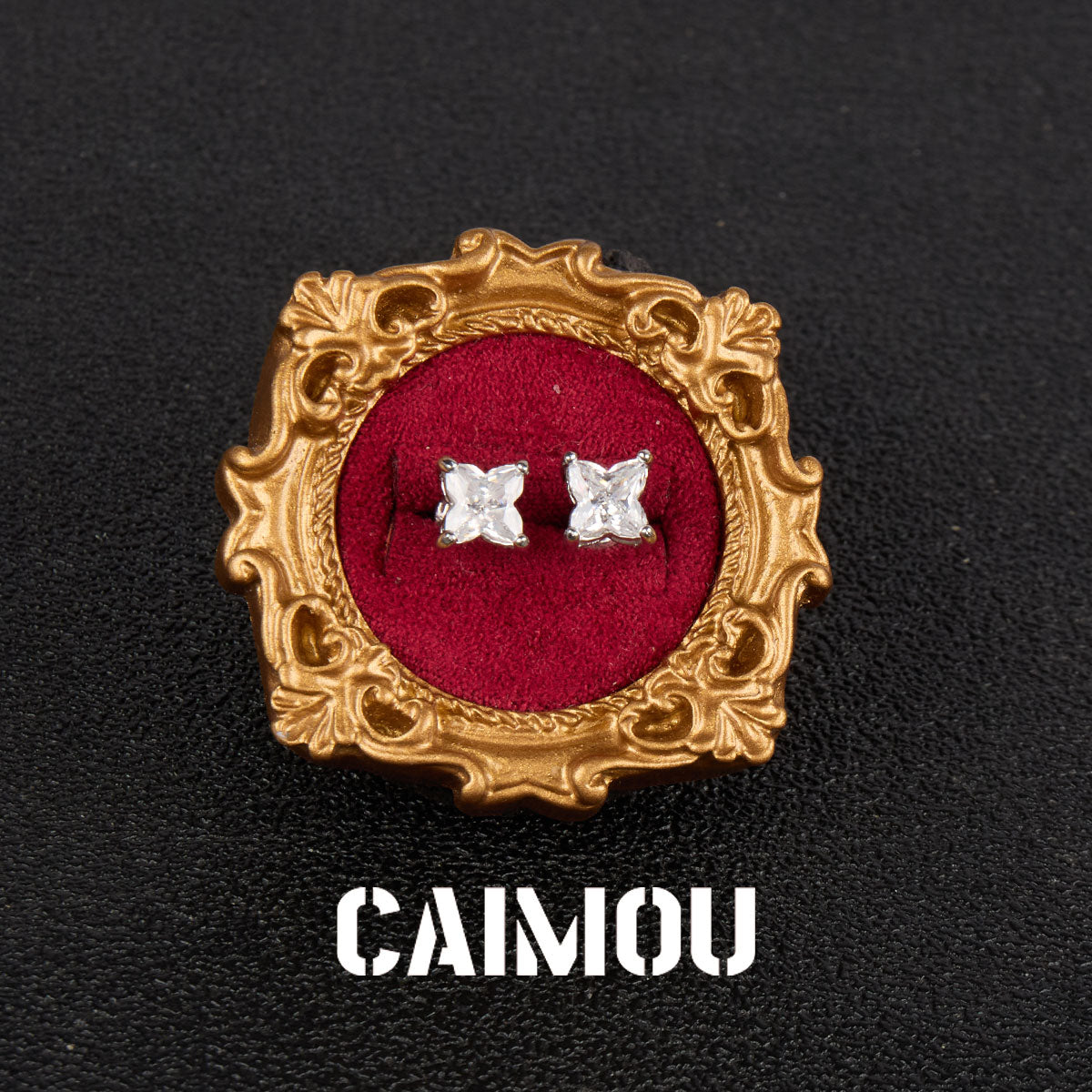 Four-Pointed Star Snowflake Zircon Stud Earrings
