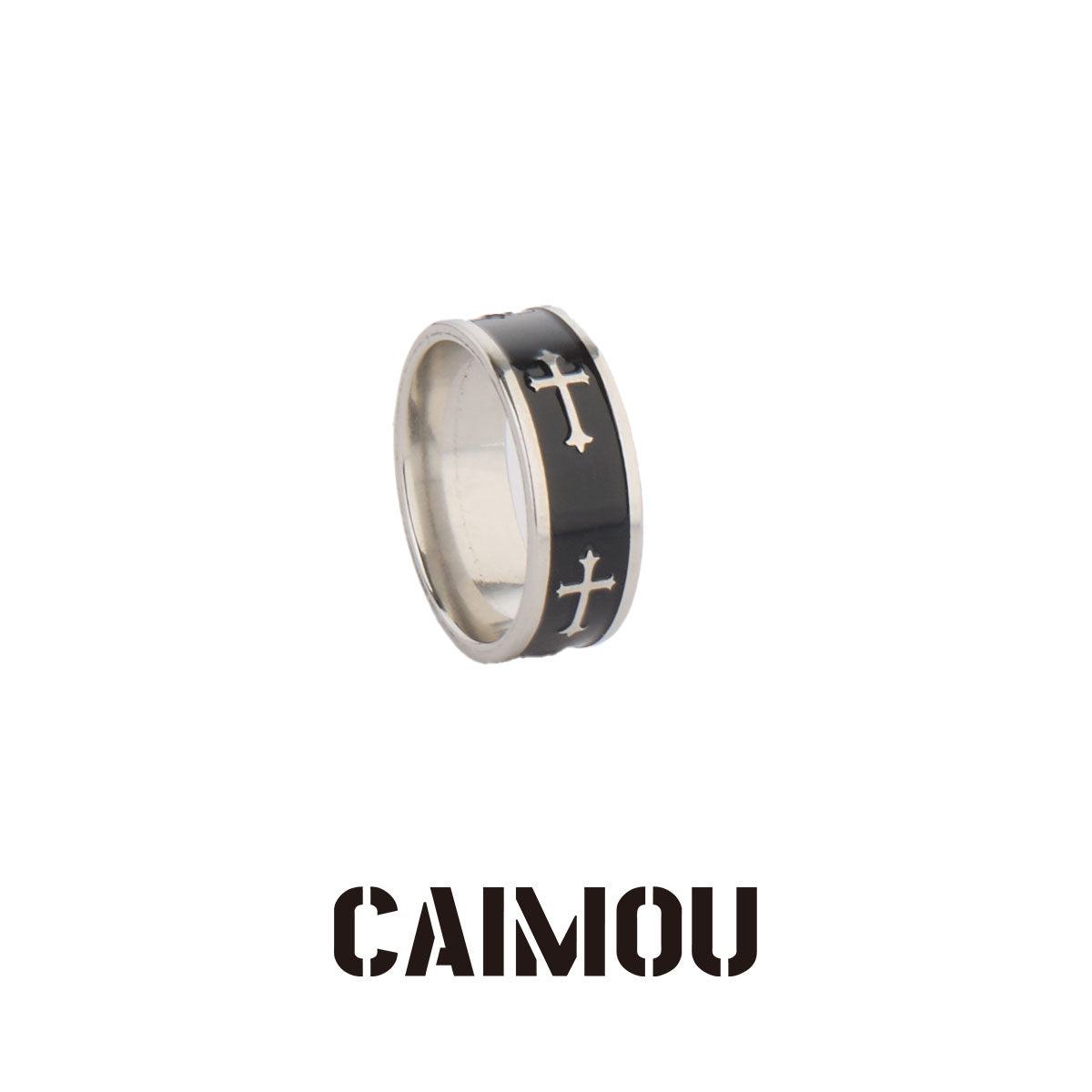 Black Cross Stainless Steel Band Ring