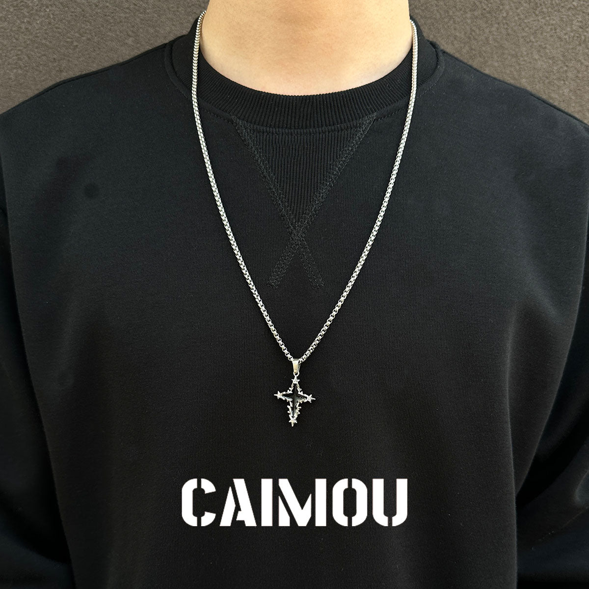 Black Icon Cross Necklace